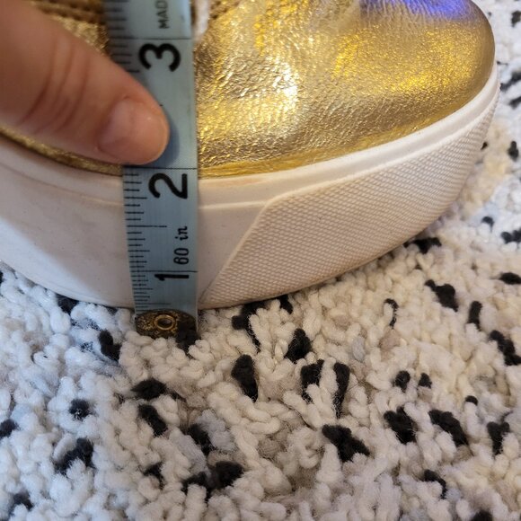 Bakers Gold Platform Lace Up Italy Ankle Chunky Heels - Picture 5 of 13